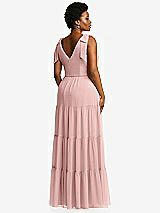 Alt View 3 Thumbnail - Rose - PANTONE Rose Quartz Bow-Shoulder Faux Wrap Maxi Dress with Tiered Skirt