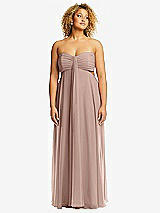 Front View Thumbnail - Bliss Strapless Empire Waist Cutout Maxi Dress with Covered Button Detail