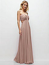 Rear View Thumbnail - Bliss Strapless Empire Waist Cutout Maxi Dress with Covered Button Detail