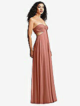 Alt View 3 Thumbnail - Desert Rose Strapless Empire Waist Cutout Maxi Dress with Covered Button Detail
