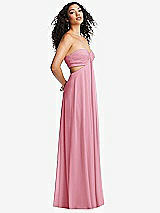 Alt View 1 Thumbnail - Peony Pink Strapless Empire Waist Cutout Maxi Dress with Covered Button Detail
