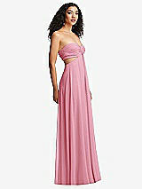 Alt View 3 Thumbnail - Peony Pink Strapless Empire Waist Cutout Maxi Dress with Covered Button Detail