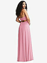 Alt View 4 Thumbnail - Peony Pink Strapless Empire Waist Cutout Maxi Dress with Covered Button Detail