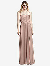 Front View Thumbnail - Bliss Skinny Tie-Shoulder Ruffle-Trimmed Blouson Maxi Dress