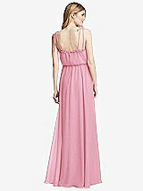 Rear View Thumbnail - Peony Pink Skinny Tie-Shoulder Ruffle-Trimmed Blouson Maxi Dress