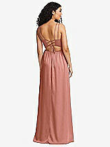 Rear View Thumbnail - Desert Rose Dual Strap V-Neck Lace-Up Open-Back Maxi Dress