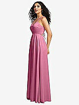 Side View Thumbnail - Orchid Pink Dual Strap V-Neck Lace-Up Open-Back Maxi Dress