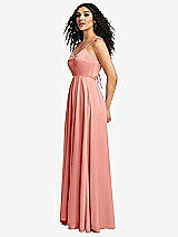 Side View Thumbnail - Rose - PANTONE Rose Quartz Dual Strap V-Neck Lace-Up Open-Back Maxi Dress