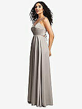 Side View Thumbnail - Taupe Dual Strap V-Neck Lace-Up Open-Back Maxi Dress