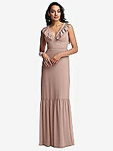 Front View Thumbnail - Bliss Tiered Ruffle Plunge Neck Open-Back Maxi Dress with Deep Ruffle Skirt