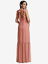 Rear View Thumbnail - Desert Rose Tiered Ruffle Plunge Neck Open-Back Maxi Dress with Deep Ruffle Skirt