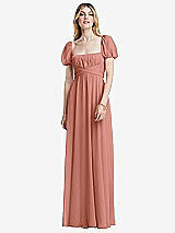 Front View Thumbnail - Desert Rose Regency Empire Waist Puff Sleeve Chiffon Maxi Dress