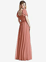 Rear View Thumbnail - Desert Rose Regency Empire Waist Puff Sleeve Chiffon Maxi Dress