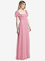 Side View Thumbnail - Peony Pink Regency Empire Waist Puff Sleeve Chiffon Maxi Dress