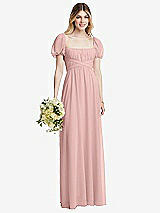 Alt View 1 Thumbnail - Rose - PANTONE Rose Quartz Regency Empire Waist Puff Sleeve Chiffon Maxi Dress