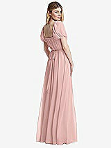 Rear View Thumbnail - Rose - PANTONE Rose Quartz Regency Empire Waist Puff Sleeve Chiffon Maxi Dress