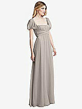 Side View Thumbnail - Taupe Regency Empire Waist Puff Sleeve Chiffon Maxi Dress