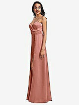 Side View Thumbnail - Desert Rose Adjustable Strap Faux Wrap Maxi Dress with Covered Button Details