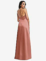 Rear View Thumbnail - Desert Rose Adjustable Strap Faux Wrap Maxi Dress with Covered Button Details