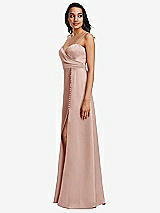 Side View Thumbnail - Toasted Sugar Adjustable Strap Faux Wrap Maxi Dress with Covered Button Details