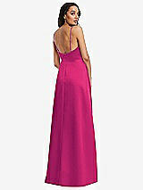 Rear View Thumbnail - Think Pink Adjustable Strap Faux Wrap Maxi Dress with Covered Button Details