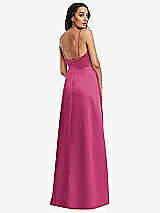 Rear View Thumbnail - Tea Rose Adjustable Strap Faux Wrap Maxi Dress with Covered Button Details