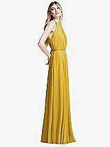 Side View Thumbnail - Marigold Illusion Back Halter Maxi Dress with Covered Button Detail