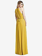 Rear View Thumbnail - Marigold Illusion Back Halter Maxi Dress with Covered Button Detail