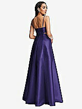 Rear View Thumbnail - Grape Open Neckline Cutout Satin Twill A-Line Gown with Pockets