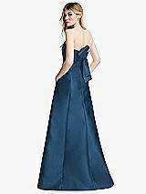 Side View Thumbnail - Dusk Blue Strapless A-line Satin Gown with Modern Bow Detail