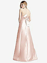 Front View Thumbnail - Blush Strapless A-line Satin Gown with Modern Bow Detail