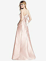 Side View Thumbnail - Blush Strapless A-line Satin Gown with Modern Bow Detail