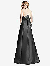 Front View Thumbnail - Pewter Strapless A-line Satin Gown with Modern Bow Detail