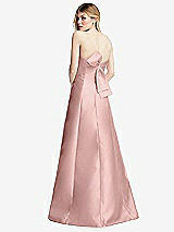 Front View Thumbnail - Rose - PANTONE Rose Quartz Strapless A-line Satin Gown with Modern Bow Detail