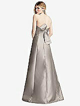 Front View Thumbnail - Taupe Strapless A-line Satin Gown with Modern Bow Detail