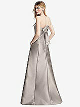Side View Thumbnail - Taupe Strapless A-line Satin Gown with Modern Bow Detail