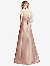 Front View Thumbnail - Toasted Sugar Strapless A-line Satin Gown with Modern Bow Detail