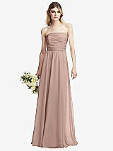 Alt View 1 Thumbnail - Bliss Shirred Bodice Strapless Chiffon Maxi Dress with Optional Straps