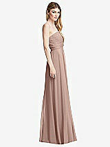 Side View Thumbnail - Bliss Shirred Bodice Strapless Chiffon Maxi Dress with Optional Straps