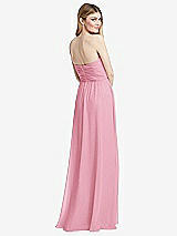 Rear View Thumbnail - Peony Pink Shirred Bodice Strapless Chiffon Maxi Dress with Optional Straps