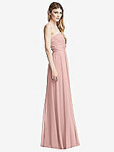 Side View Thumbnail - Rose - PANTONE Rose Quartz Shirred Bodice Strapless Chiffon Maxi Dress with Optional Straps