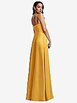 Rear View Thumbnail - NYC Yellow Bustier A-Line Maxi Dress with Adjustable Spaghetti Straps