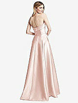 Rear View Thumbnail - Blush Strapless Bias Cuff Bodice Satin Gown with Pockets
