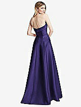 Rear View Thumbnail - Grape Strapless Bias Cuff Bodice Satin Gown with Pockets