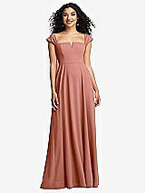 Alt View 1 Thumbnail - Desert Rose Off-the-Shoulder Pleated Cap Sleeve A-line Maxi Dress