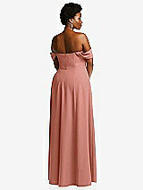 Alt View 4 Thumbnail - Desert Rose Off-the-Shoulder Pleated Cap Sleeve A-line Maxi Dress