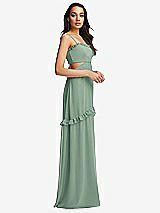 Side View Thumbnail - Seagrass Ruffle-Trimmed Cutout Tie-Back Maxi Dress with Tiered Skirt