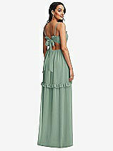 Rear View Thumbnail - Seagrass Ruffle-Trimmed Cutout Tie-Back Maxi Dress with Tiered Skirt