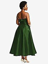 Rear View Thumbnail - Celtic Cuffed Strapless Satin Twill Midi Dress with Full Skirt and Pockets