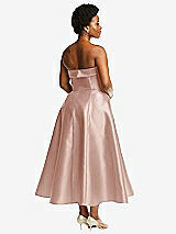 Rear View Thumbnail - Toasted Sugar Cuffed Strapless Satin Twill Midi Dress with Full Skirt and Pockets